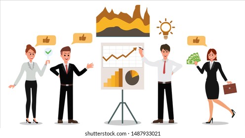 Business concepts for investment. Return to investment analysis and cooperation.Vector illustration.