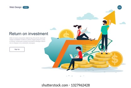 Business concepts for investment. Return on investment in finance and marketing, business analysis and cooperation.Vector illustration.