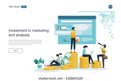 Business concepts for investment. Return on investment in finance and marketing, business analysis and cooperation.Vector illustration.
