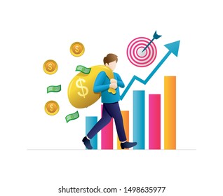 Business concepts for investment. Someone brings investment returns with a dollar symbol. Return on investment in finance and marketing, business analysis and cooperation. Vector illustration