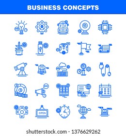 Business Concepts Line Icons Set For Infographics, Mobile UX/UI Kit And Print Design. Include: Clipboard, Setting, Gear, Pencil, Monitor, Internet, Setting, Dollar, Collection Modern Infographic Logo 