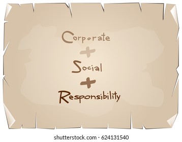 Business Concepts, Orange Paper with CSR Abbreviation or Corporate Social Responsibility Achieve Notes on Old Antique Vintage Grunge Paper Texture Background.