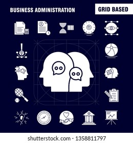 Business Concepts Solid Glyph Icons Set For Infographics, Mobile UX/UI Kit And Print Design. Include: Monitor, Document, Computer, Cloud, Globe, Internet, Global, Map Collection