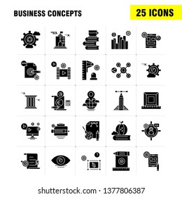 Business Concepts Solid Glyph Icons Set For Infographics, Mobile UX/UI Kit And Print Design. Include: Direction Board, Board, Direction, Right, Floppy Disk, Cloud, Collection Modern Infographic Logo a