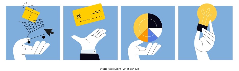 Business concepts. Vector illustrations of ecommerce, shopping, payment, finance, business analytics, startup. Creative concepts for web banner, social media, business presentation, marketing.