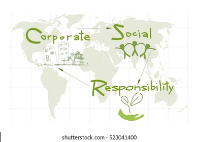 Business Concepts, World Environment With CSR Abbreviation Or Corporate Social Responsibility Achieve Notes. 