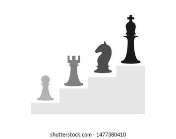 Business conceptual illustration with chess symbols. Infographic steps of progress.
