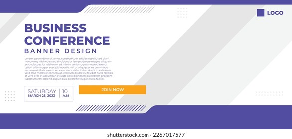 Business conferece banner vector, horizontal background template with layout text and empty space for photo, simple and modern design