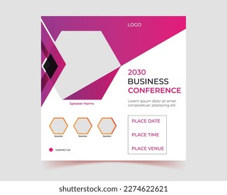 Business conference banner vector design. Modern banner design with place for the photo. Horizontal banner design with abstract fluid shape Usable for banner, cover, and header