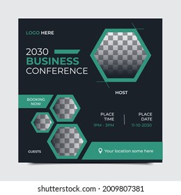 Business conference banner webinar.Business invitation, seminar or social web banner.Social media banner design or live conference banner design.Vector eps 10