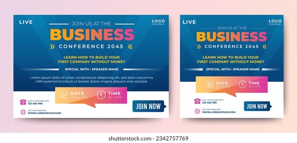 Business conference banners template design. gradient blue background. vector