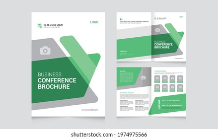 Business Conference Bifold Brochure Template Design With Corporate Idea Layout