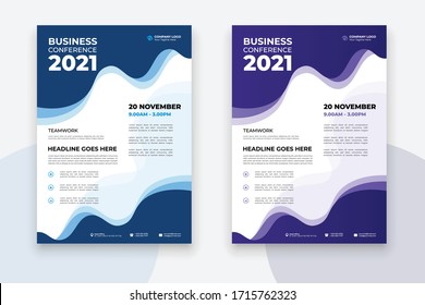 Business Conference brochure flyer design layout template in A4 size, with nice background, vector eps10