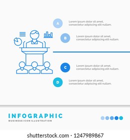 Business, conference, convention, presentation, seminar Infographics Template for Website and Presentation. Line Blue icon infographic style vector illustration