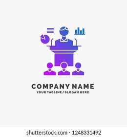 Business, conference, convention, presentation, seminar Purple Business Logo Template. Place for Tagline.