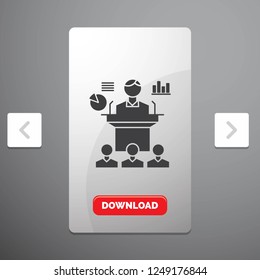 Business, conference, convention, presentation, seminar Glyph Icon in Carousal Pagination Slider Design & Red Download Button