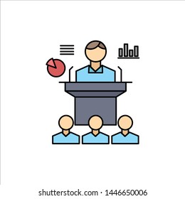 Business, conference, convention, presentation, seminar Flat Color Icon Vector