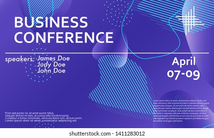 Business Conference design template. 3d background. Colorful elements. Announcement conference. Abstract cover design. Vector illustration.