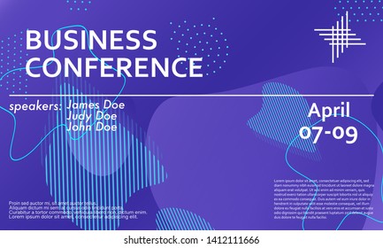 Business Conference design template. 3d background. Colorful elements. Announcement conference. Abstract cover design. Vector illustration.