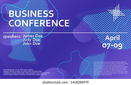 Business Conference design template. 3d background. Colorful elements. Announcement conference. Abstract cover design. Vector illustration.
