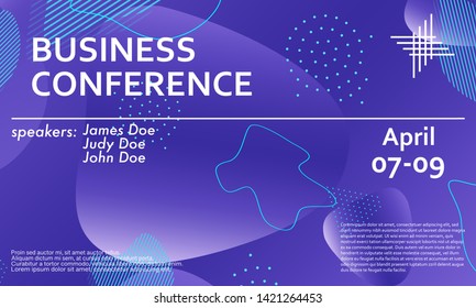 Business Conference design template. 3d background. Colorful elements. Announcement conference. Abstract cover design. Vector illustration.