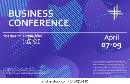 Business Conference design template. 3d background. Colorful elements. Announcement conference. Abstract cover design. Vector illustration.