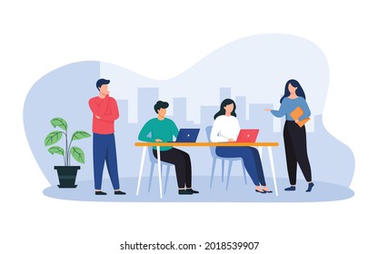 Business conference flat vector illustration. Flat design vector concept for website, landing, mobile app, poster and banner.