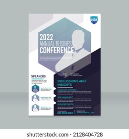 Business Conference Flyer Design. Annual Corporate Program Vector Flyer