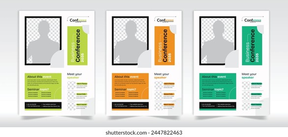 Business conference flyer design layout template in A4 size, with modern shape