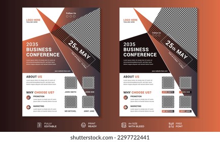 Business conference flyer design template. Modern business conference flyer and online business conference flyer or poster design template.
