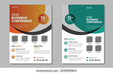 Business conference flyer design template. Modern business conference flyer and online business conference flyer or poster design template.