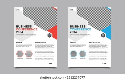 Modelo de design de panfleto de conferência de negócios. 
