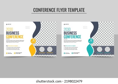Business Conference Flyer Layout or Business Flyer Poster Design Set. abstract business flyer, vector template design. Brochure design, cover, annual report, poster bundle