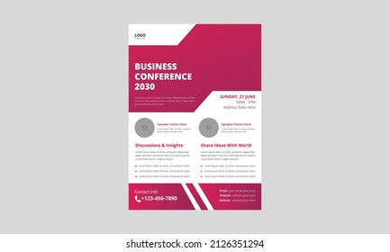 Business Conference Flyer Template Design. Conference poster leaflet design. Business or Corporate Conference Flyer Design. cover, poster, a4 size, flyer