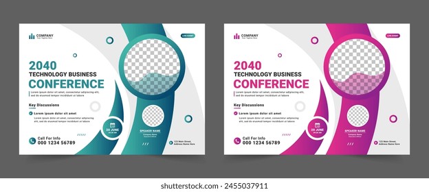 Business conference flyer template. business proposal and webinar social media post banner. Annual business workshop , Business webinar conference flyer