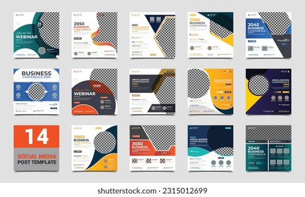 Business conference flyer template set. Corporate horizontal business conference flyer template design bundle. Annual corporate business workshop and conference flyer or live webinar invitation banner