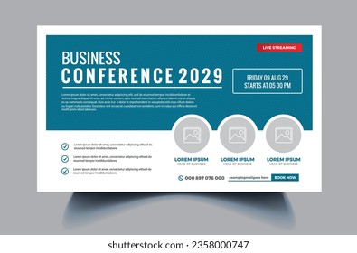 Business conference flyer template or webinar horizontal event banner