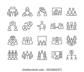 Business Conference Icons - Vector Line. Editable Stroke.