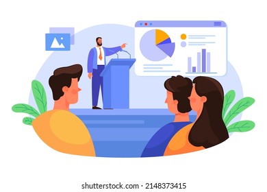 Business Conference Illustration concept. Flat illustration isolated on white background