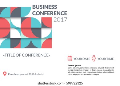 Business Conference Invitation Concept. Colorful Simple Geometric Pattern On White Background. Template For Banner, Poster, Flyer, Magazine Page. Vector Eps 10.