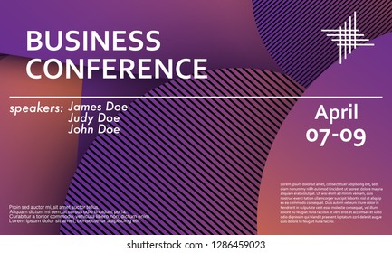 Business conference invitation design template, flyer layout. Geometric background. Minimal abstract cover design. Creative colorful wallpaper. Trendy gradient poster. Vector illustration.