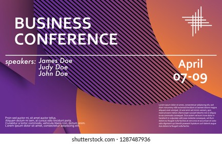 Business conference invitation design template, flyer layout. Geometric background. Minimal abstract cover design. Creative colorful wallpaper. Trendy gradient poster. Vector illustration.