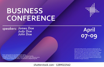 Business conference invitation design template, flyer layout. Geometric background. Minimal abstract cover design. Creative colorful wallpaper. Trendy gradient poster. Vector illustration.