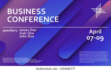 Business conference invitation design template, flyer layout. Geometric background. Minimal abstract cover design. Creative colorful wallpaper. Trendy gradient poster. Vector illustration.