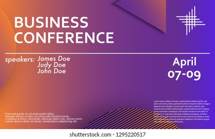 Business conference invitation design template, flyer layout. Geometric background. Minimal abstract cover design. Creative colorful wallpaper. Trendy gradient poster. Vector illustration.