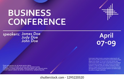 Business conference invitation design template, flyer layout. Geometric background. Minimal abstract cover design. Creative colorful wallpaper. Trendy gradient poster. Vector illustration.