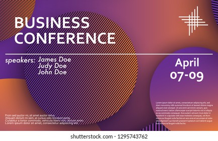 Business conference invitation design template, flyer layout. Geometric background. Minimal abstract cover design. Creative colorful wallpaper. Trendy gradient poster. Vector illustration.