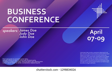 Business conference invitation design template, flyer layout. Geometric background. Minimal abstract cover design. Creative colorful wallpaper. Trendy gradient poster. Vector illustration.