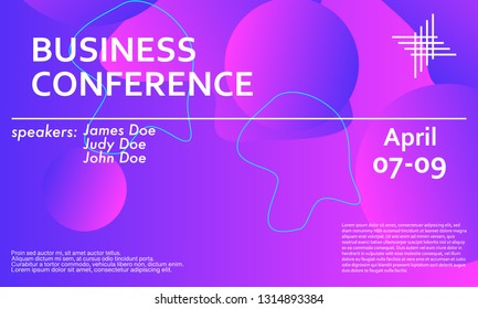 Business conference invitation design template, flyer layout. Fluid background. Minimal abstract cover design. Creative colorful wallpaper. Trendy gradient poster. Vector illustration.