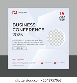 Business conference invitation poster template. Ideal for web banner, poster, flyer, social media. Vector illustration